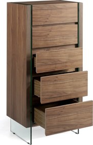 Dulapior elegant cu 5 sertare, design deosebit Aurore AC-CP1803-A-NOGAL