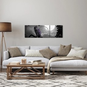 Tablou - Bufniță de noapte, bufniță mov (cu ceas) (90x30 cm)