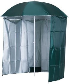 Outsunny Umbrelă de Plajă și Grădină 2x2m cu Cort, din Poliester și Metal, Verde și Alb | Aosom Romania