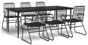 3099219 vidaXL Set mobilier de grădină, 7 piese, negru, ratan PVC