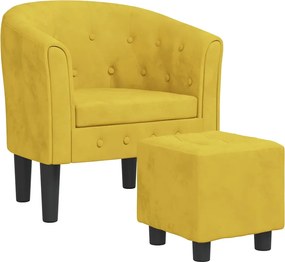 vidaXL Fotoliu tip cuvă cu taburet, galben, catifea