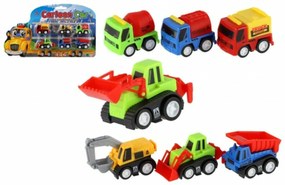 Mașină de construcții mini 6ks plastic 4,5-6cm pentru retragere pe card 30x18x3cm