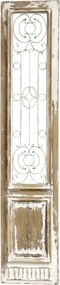 Panou decorativ din lemn, cu insertii metalice, finisaj crem antichizat, H198/L41/W3,5 cm