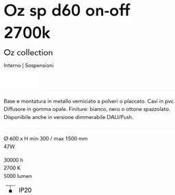 Lustra LED suspendata design circular Oz sp d60 on-off 2700k alama