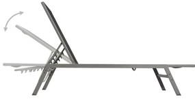 Sezlonguri de plaja cu masa, 2 buc., negru, otel &amp; textilena