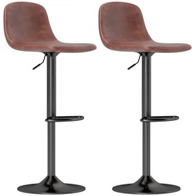 HOMCOM Set 2 Scaune Inalte Reglabile 360° cu Spatar si Suport pentru Picioare pentru Bucatarie Bar sau Sufragerie 40,5x44x84-104 cm Maro | Aosom Romania