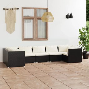 3101951 vidaXL Set mobilier de grădină cu perne, 7 piese, negru, poliratan