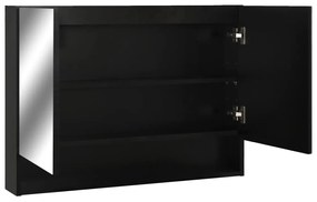 Dulap de baie cu oglinda si LED-uri, negru, 80x15x60 cm, MDF Negru