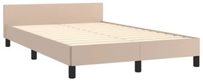 379546 vidaXL Cadru de pat cu tăblie, cappuccino, 120x190 cm, piele ecologică