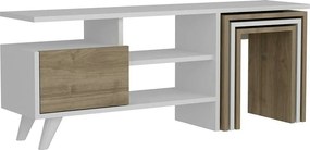 Comoda TV Nature, alb/nuc, PAL melaminat, 120x30x49 cm