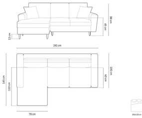 Colțar bej extensibil, cu spațiu de depozitare cu tapițerie din țesătură bouclé (cu colț pe partea stângă, cu șezlong) Kyoto – Cosmopolitan Design
