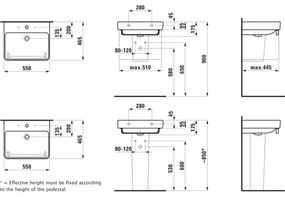 LAUFEN H8109620001041 - Lavoar PRO 55 x 46,5 cm pentru montaj pe blat/suspendat, ceramică albă