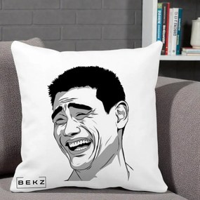 Perna Decorativa Yao Ming Meme, 40x40 cm, Alba Mata, Husa Detasabila, Perna Inclusa, BEKZ®