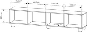 Comodă TV cu patru uși Arlo 200 cm - stejar Vicenza