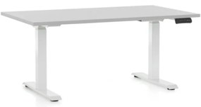 Masa inaltime reglabila OfficeTech C, 140 x 80 cm, bază albă, gri deschis
