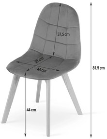 Set de dining 1 + 4, masa alba ADRIA 120x80 cm + scaun din catifea gri inchis BORA
