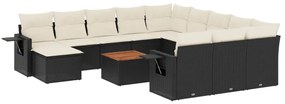 3224866 vidaXL Set mobilier de grădină cu perne, 13 piese, negru, poliratan