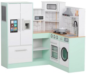 AIYAPLAY Bucătărie pentru joacă, set de bucătărie cu tablă, hotă, efecte realiste de lumină și sunet, ustensile de bucătărie | Aosom Romania