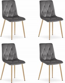 Set Scaune 4 Bucatarie/Dining Fido Picioare Finisaj Lemn, Catifea Gri