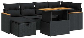 3328112 vidaXL Set mobilier de grădină cu perne, 8 piese, negru, poliratan