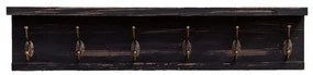 Cuier din lemn de pin, aspect vintage, cu 6 agatatori, School