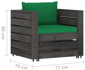 Set mobilier de gradina cu perne, 7 piese, gri, lemn tratat Verde si gri, 7