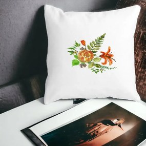 Perna Decorativa Patrata Florale, 40x40 cm, Alba Mata, Husa Detasabila, Perna Inclusa, BEKZ®