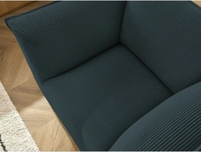 Fotoliu albastru închis cu tapițerie din catifea reiată Giorgia – Bobochic Paris