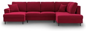 Colțar roșu extensibil, cu spațiu de depozitare cu tapițerie din catifea (cu colț pe partea dreaptă-în formă de "U") Kyoto – Cosmopolitan Design