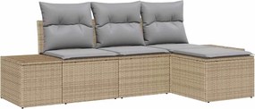 vidaXL Set de canapele pentru grădină 4 pcs Beige și gri deschis