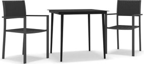 vidaXL Set mobilier de grădină, 3 piese, negru
