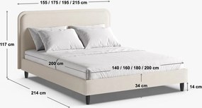 Pat matrimonial grej tapițat cu somieră 160x200 cm Aveline – Micadoni