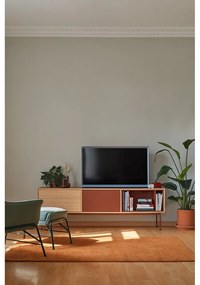 Comodă TV cu aspect de lemn de stejar Teulat Yoko, roșu cărămiziu