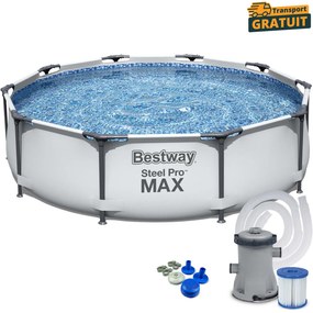 Piscina rotunda cadru metalic 4678 litri Bestway 305x76 cm cu pompa si flitru incluse