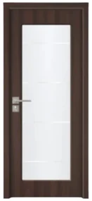 Usa Interior din MDF Novo Doors ND110-1, Cadru din Lemn Masiv, Geam Sablat, KIT COMPLET, Toc , Manere si balamale incluse (Culoare: Crem, Toc: