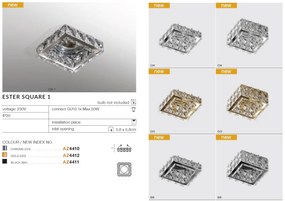 Spot incastrat tavan/plafon design decorativ ESTER SQUARE 1 CHROME