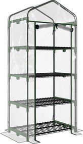 Outsunny Sera pentru Balcon Compacta cu 4 Rafturi pentru Plante, Sera pentru Gradina cu Acoperis din PVC Transparent, 70x50x160cm | Aosom Romania