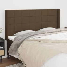 vidaXL Tăblie de pat cu aripioare maro închis 163x16x118/128 cm textil