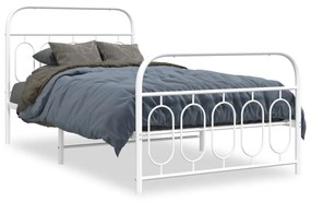 377179 vidaXL Cadru de pat metalic cu tăblie de cap/picioare, alb, 100x200 cm