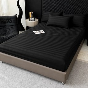 Lenjerie Premium Damasc, bumbac 100%, 6 piese, pat 2 persoane, negru