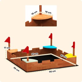 AIYAPLAY Lădiță Nisip Castel Copii Scaune 90x90x17 Maro | Aosom Romania
