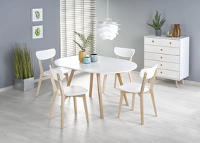 Masa extensibila Ruben alb/stejar miere - L102/142 x l102 x h73 cm