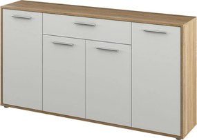Comoda LUNIA, alb/stejar sonoma, 163x33x86 cm