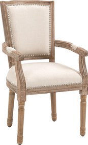 HOMCOM Scaun pentru sufragerie, scaun de bucătărie, decor cu nituri, stil rustic francez, lemn de cauciuc, Crem-alb, 59 x 63,5 x 96cm | Aosom Romania