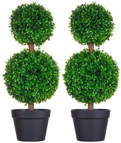 HOMCOM Arbore Buxus Artificial Sferic în Ghiveci 60 cm, Verde, Decorativ pentru Interior/Exterior, Rezistent la UV | Aosom Romania