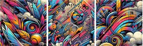 Tablou - Graffiti multicolor (cu ceas) (90x30 cm)