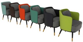 Fotoliu design, model alb-negru/ piele ecologică portocalie, EMREN