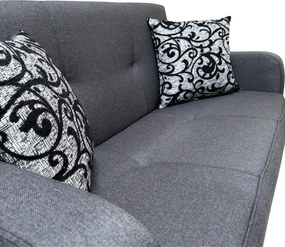 Canapea SAMY extensibila, 2 locuri, cu lada de depozitare, stofa gri, cadru metalic, 152x100x92 Gri, Stofa