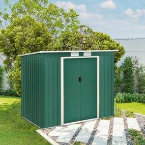 Casa de gradina din metal M de culoare verde inchis