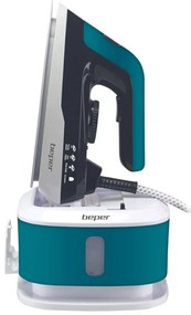 Fier de calcat Beper P204CAL200, 2250W, Placa ceramica, Termostat, Filtru, Ciclu continuu, Alb/albastru-verde